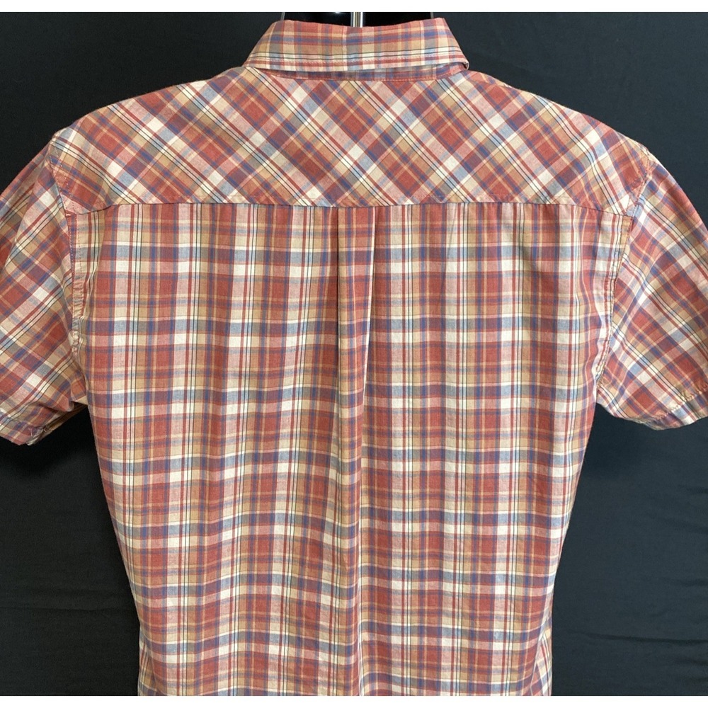 Brixton Men's Red & Gray Plaid Short Sleeve Button-Down Casual Shirt Size LARGE - Picture 4 of 12